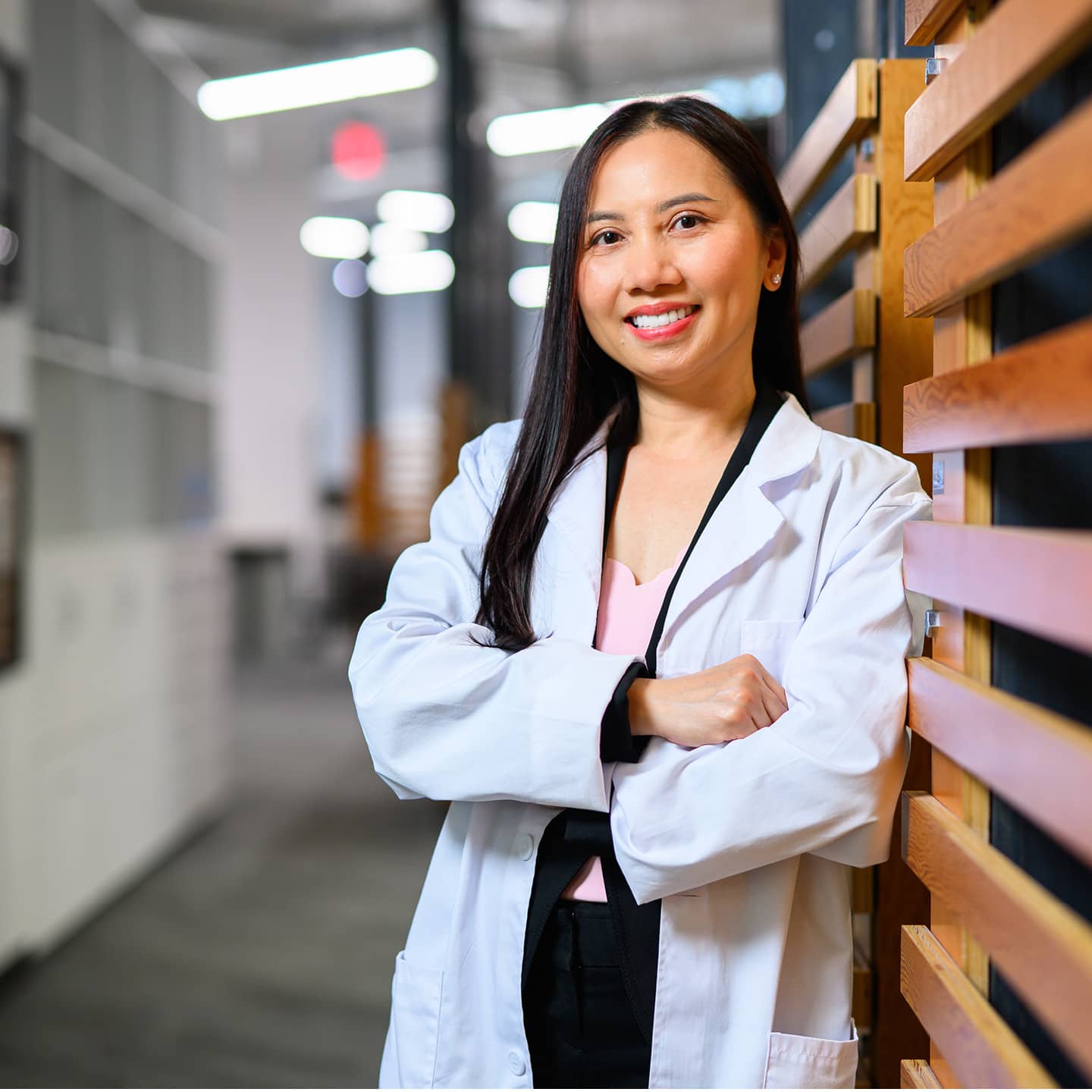 Woman in labcoat