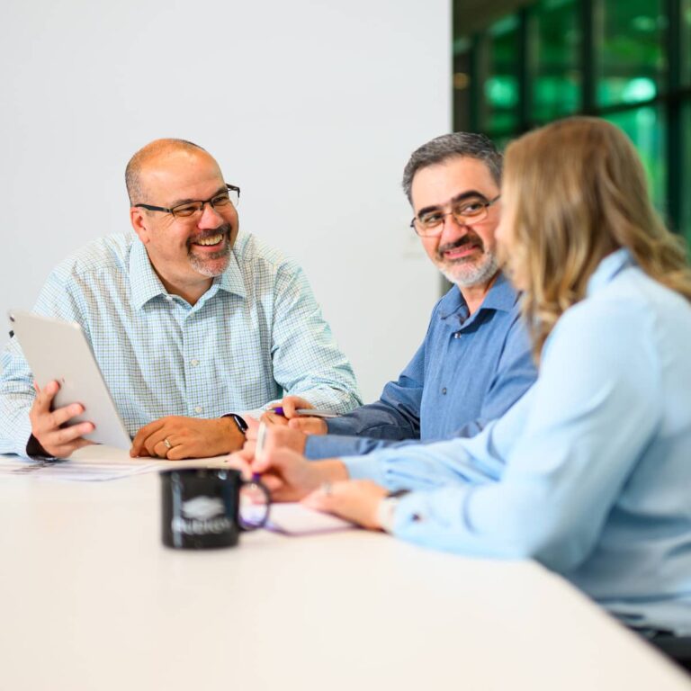 Three professionals meeting