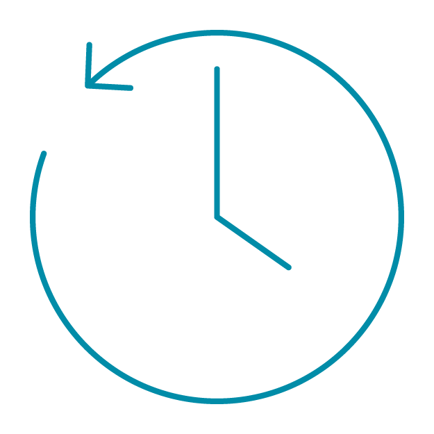 A clock icon with an arrow showing reversing time